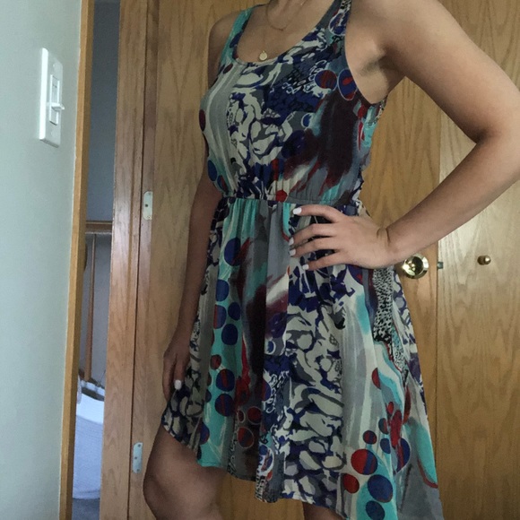 Multi-Colored, Patterned High-Low Dress - Picture 2 of 3